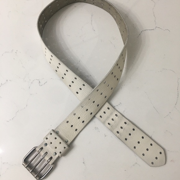 Vintage Harness Steer hide white belt sz 34 - Picture 6 of 8